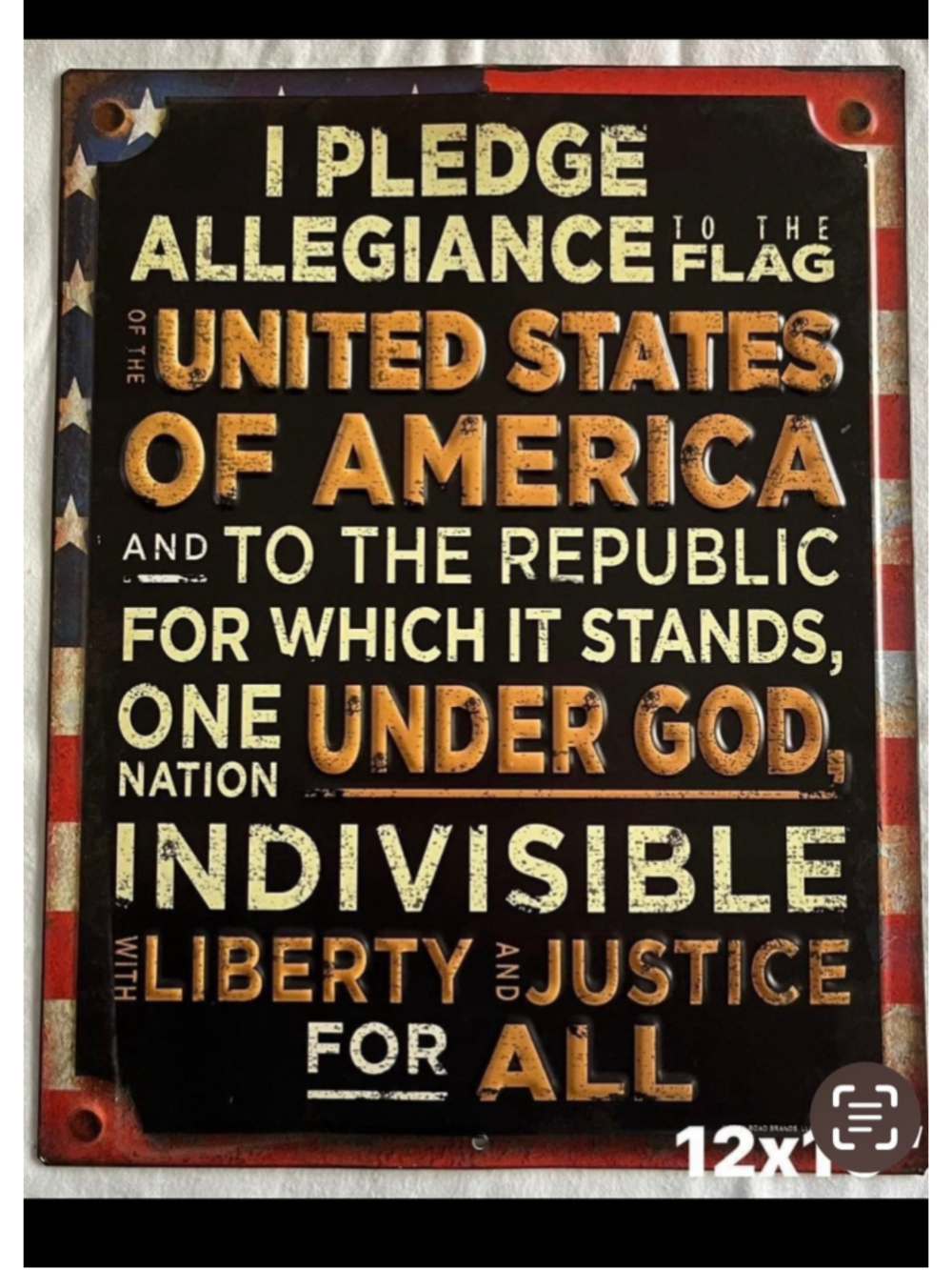 NEW Open Road “Pledge of Allegiance “ metal sign